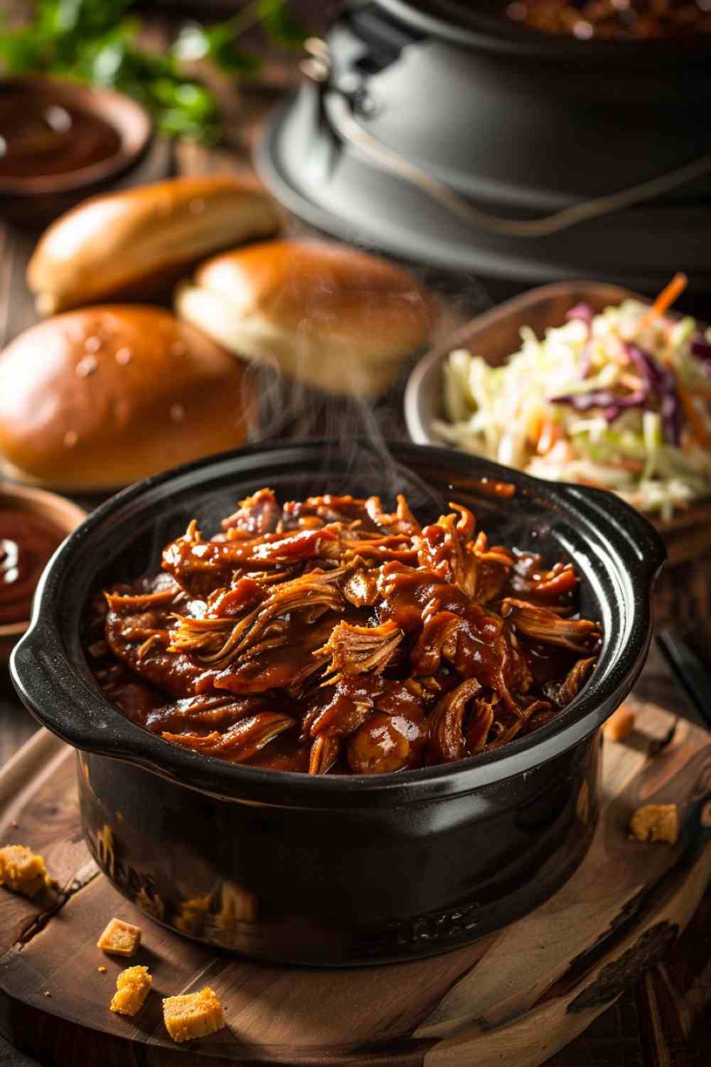 BBQ Crockpot Chicken Sandwiches