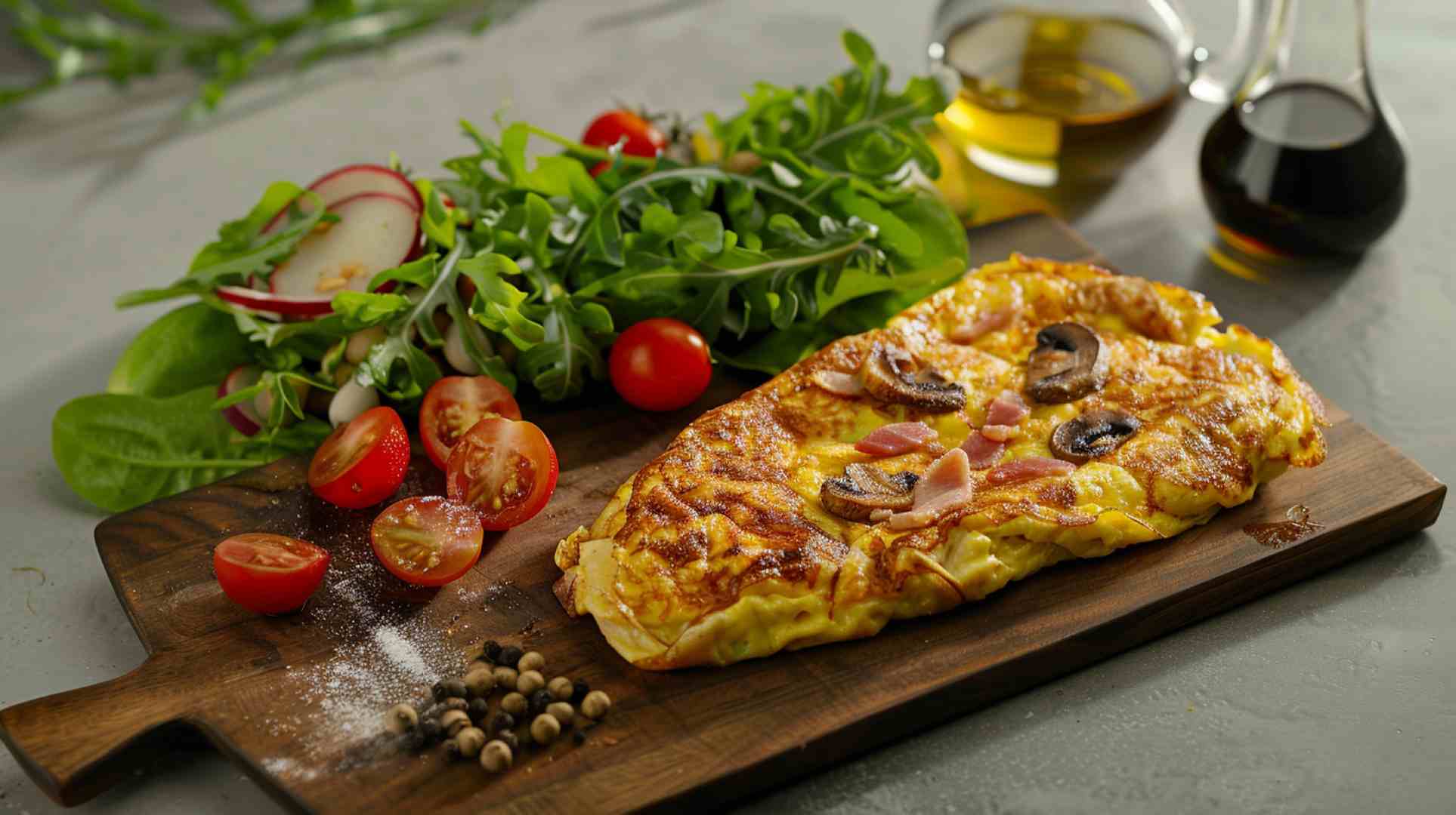 Cheesy Mushroom Ham Omelette