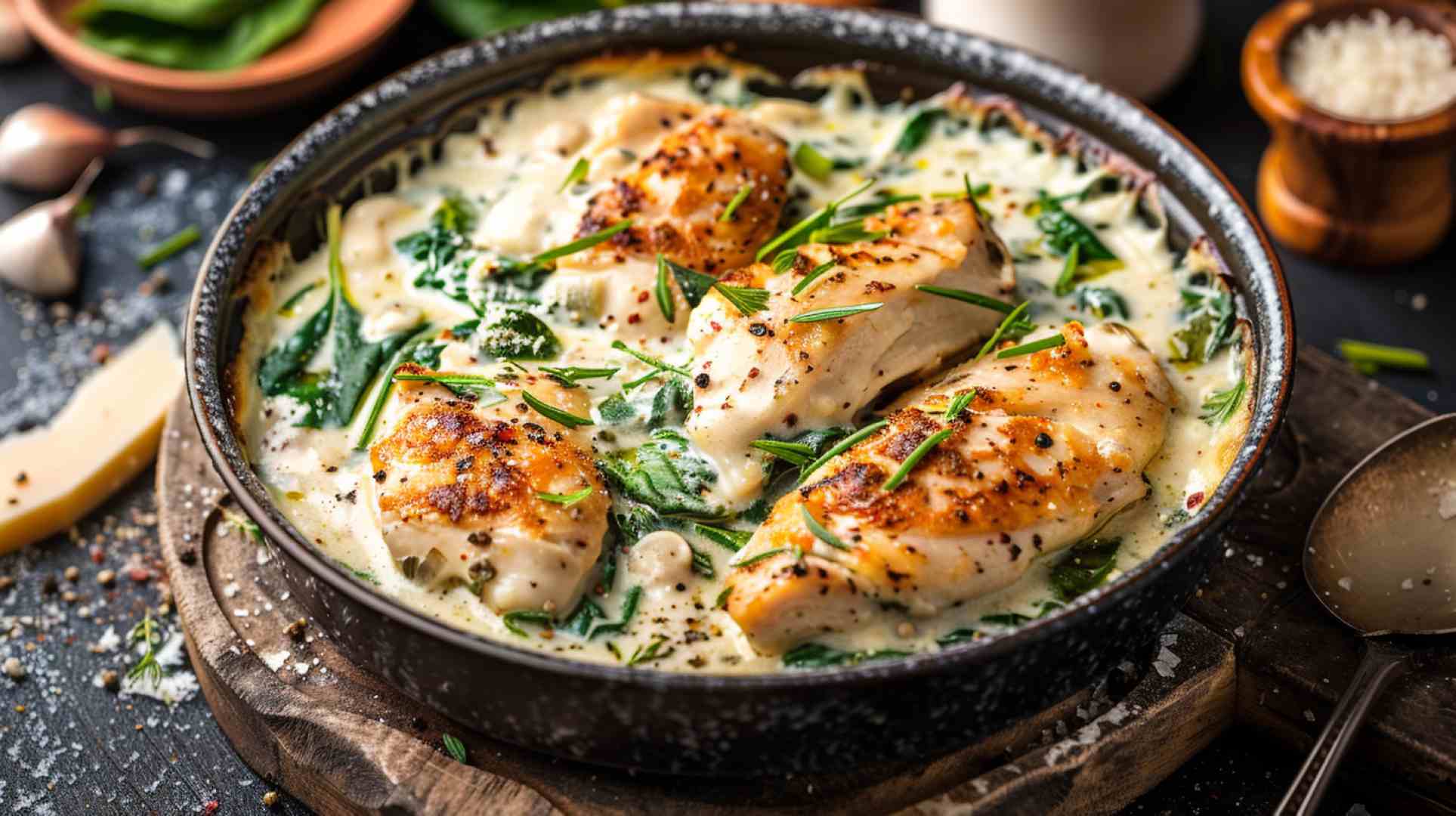 Chicken and Spinach Alfredo Bake