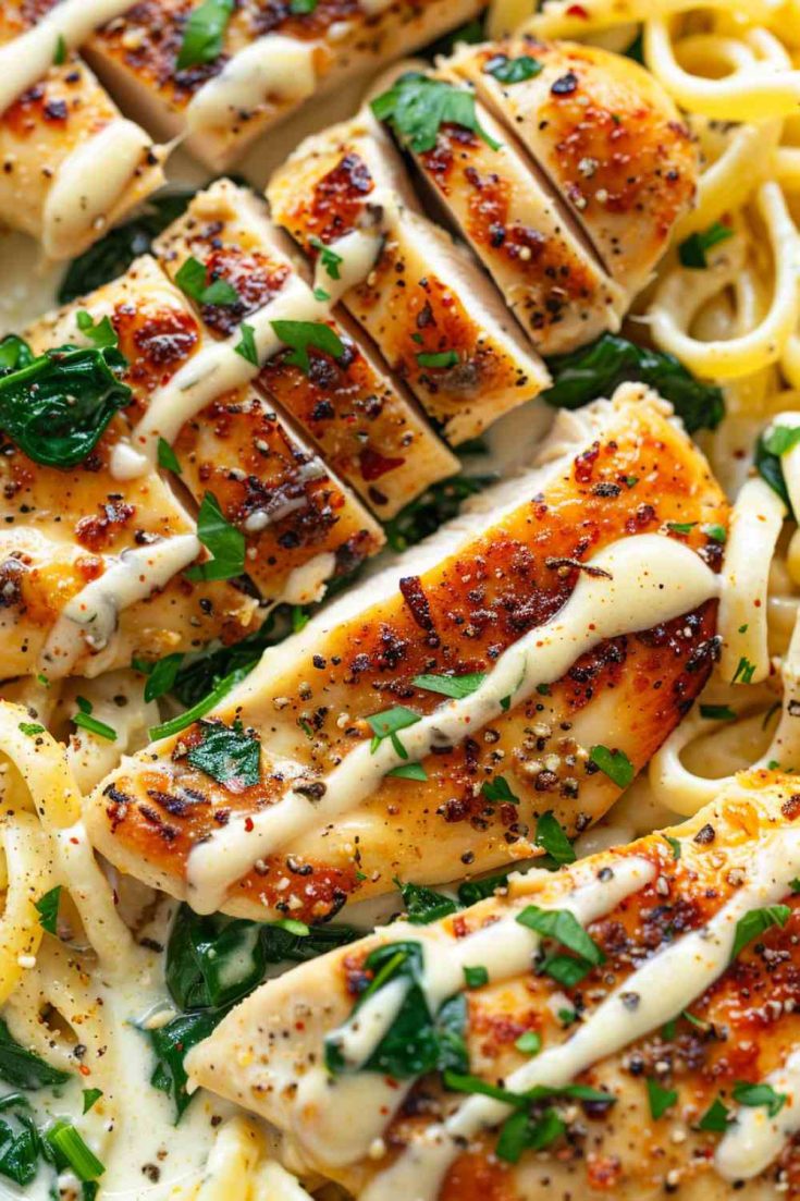 Chicken and Spinach Alfredo Bake