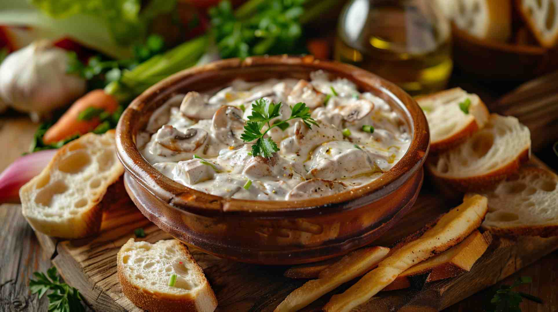 Creamy Garlic Mushroom Dip