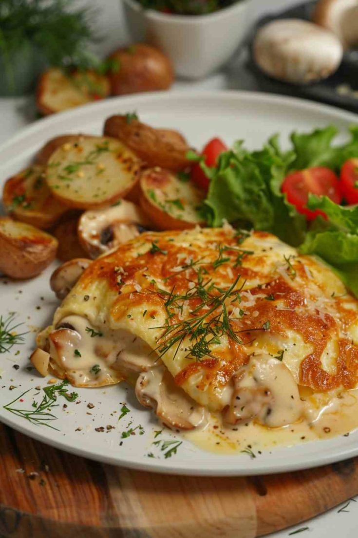 Creamy Mushroom Cheese Omelette