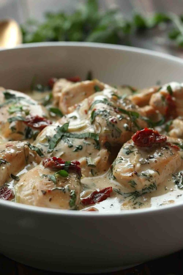 Creamy Tuscan Crockpot Chicken