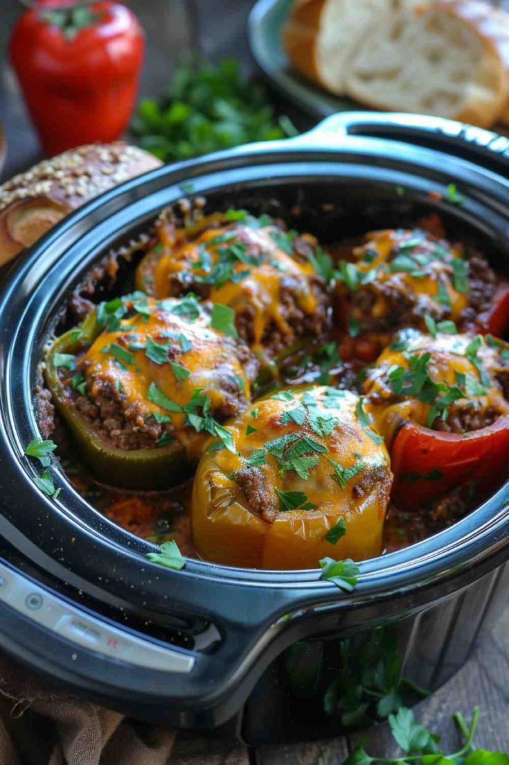 Crockpot Beef Stuffed Peppers