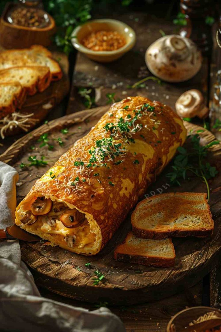 Fluffy Mushroom and Swiss Omelette