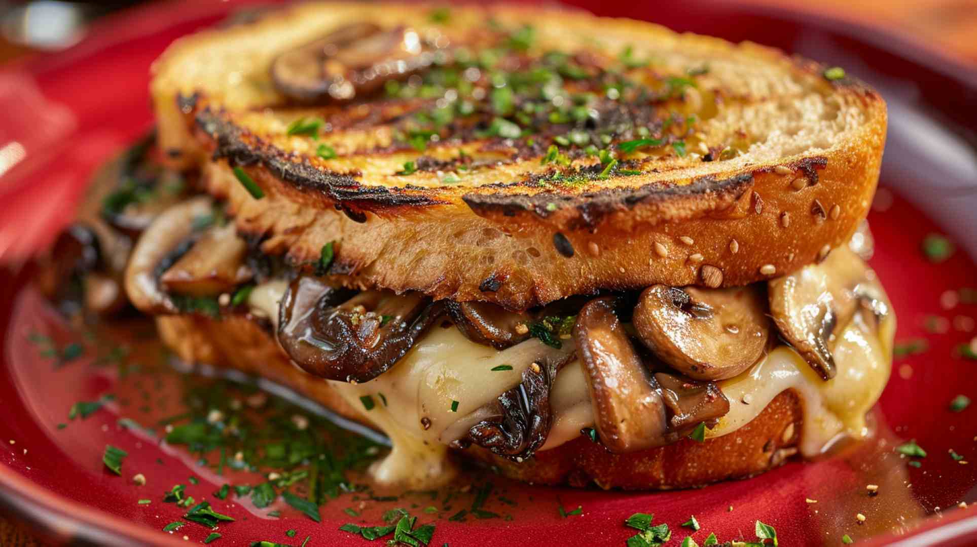 Grilled Mushroom and Cheese Sandwich