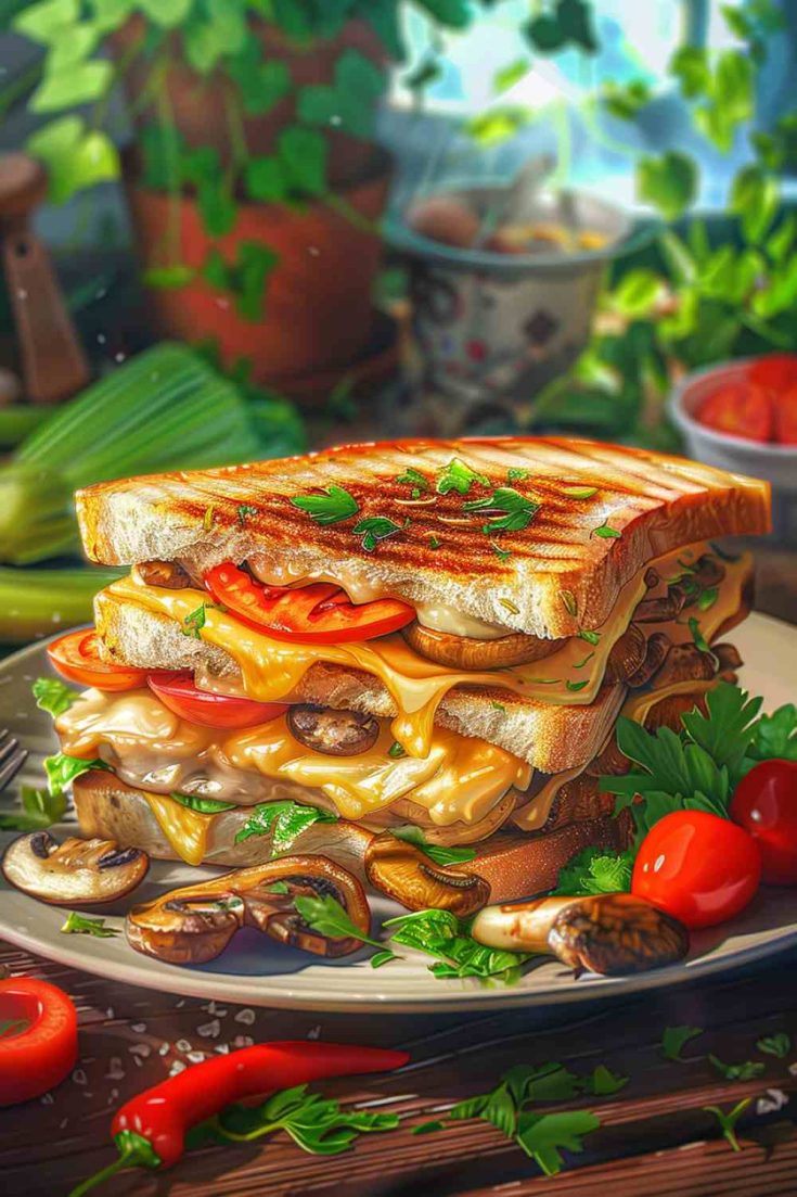 Grilled Mushroom and Cheese Sandwich