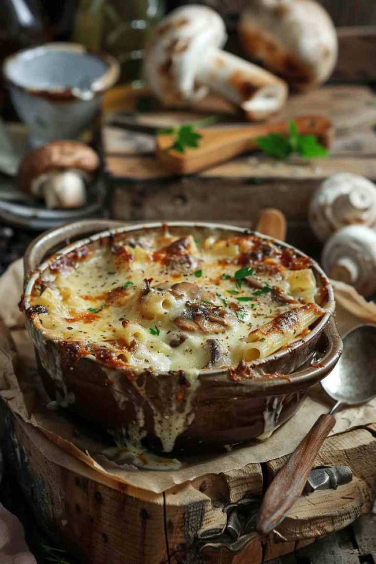 Mushroom Alfredo Pasta Bake