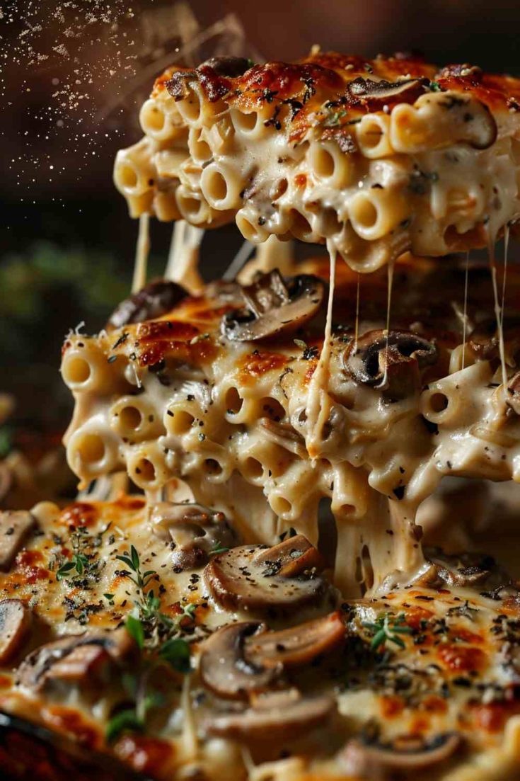 Mushroom Alfredo Pasta Bake