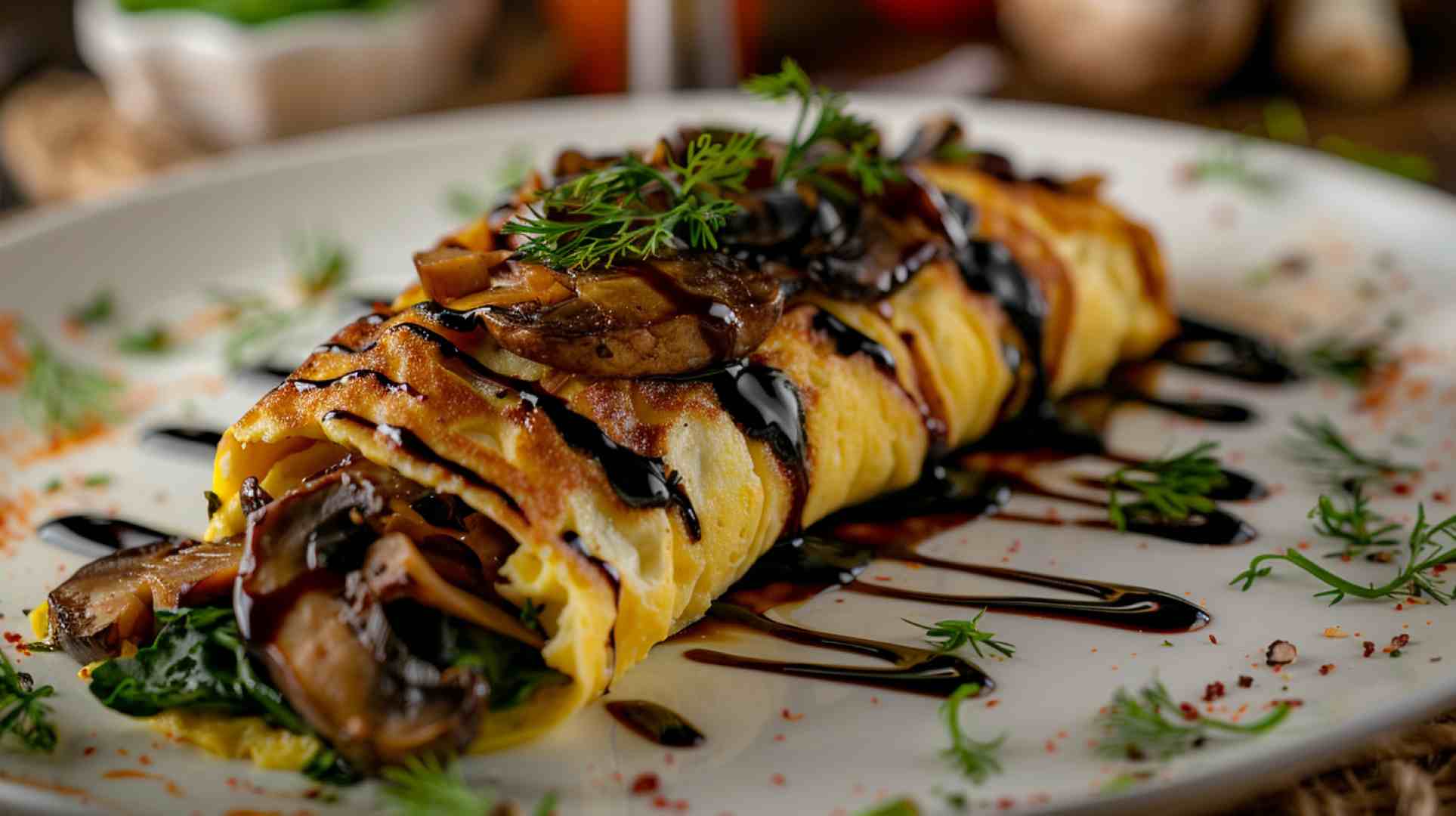 Mushroom Omelette with Baby Spinach