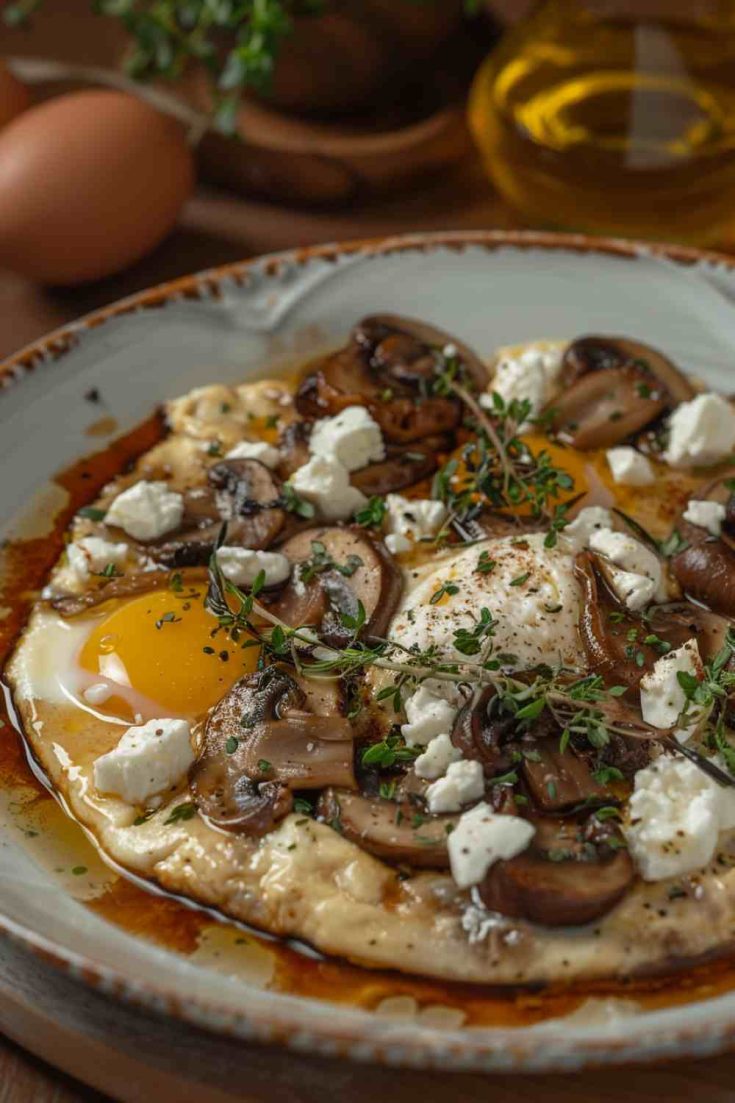 Mushroom Omelette with Feta Cheese