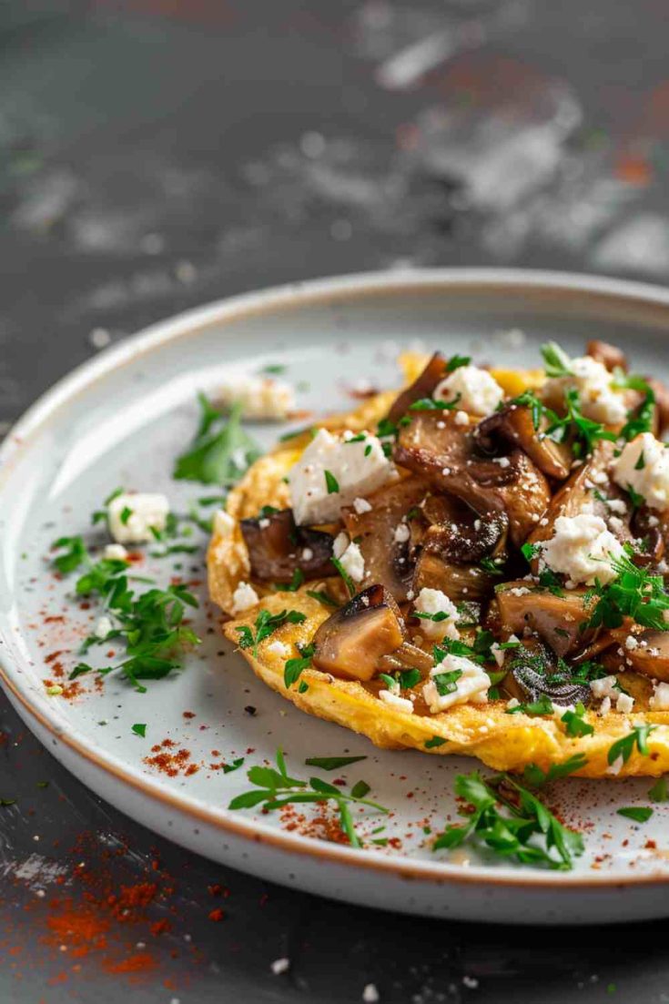 Mushroom Omelette with Feta Cheese