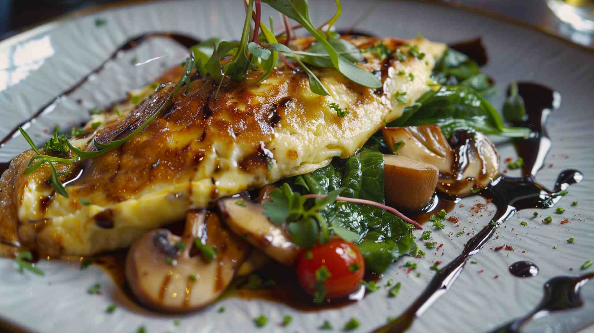 Mushroom Omelette with Fresh Basil