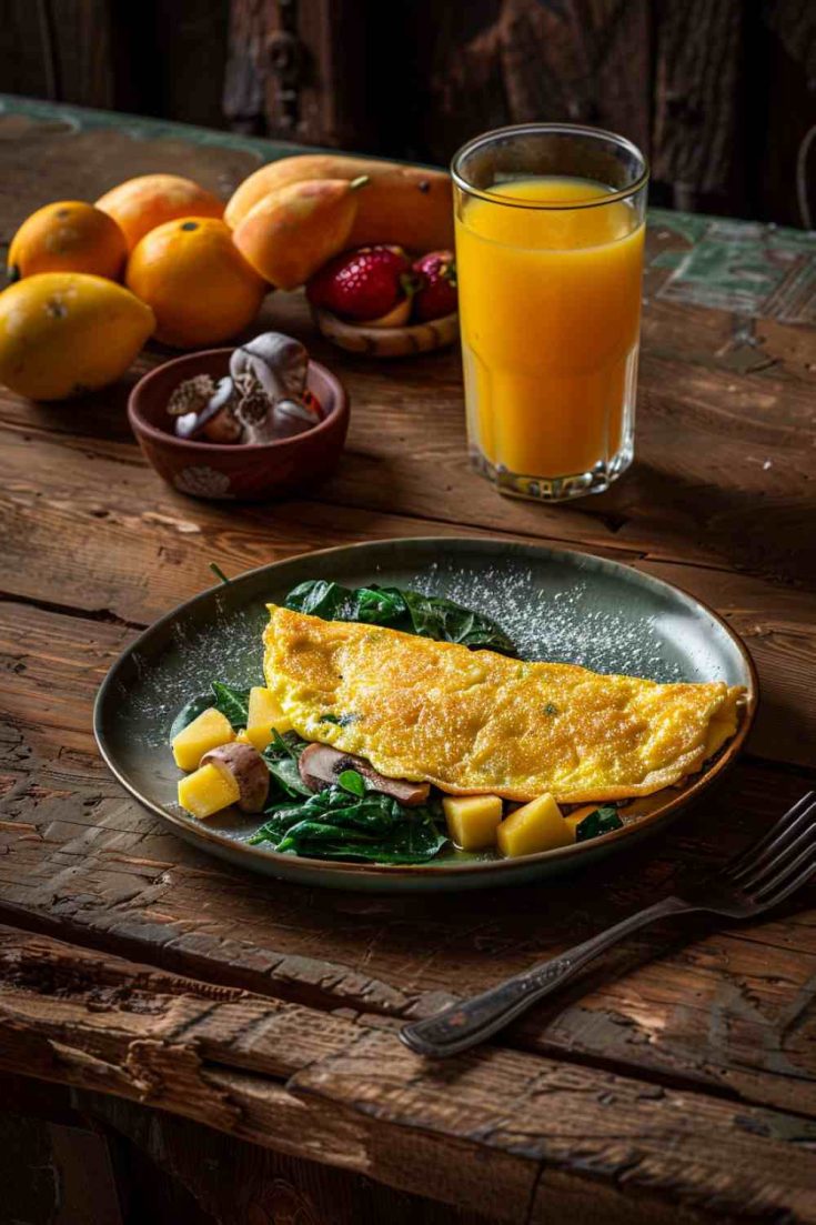 Mushroom Omelette with Fresh Basil