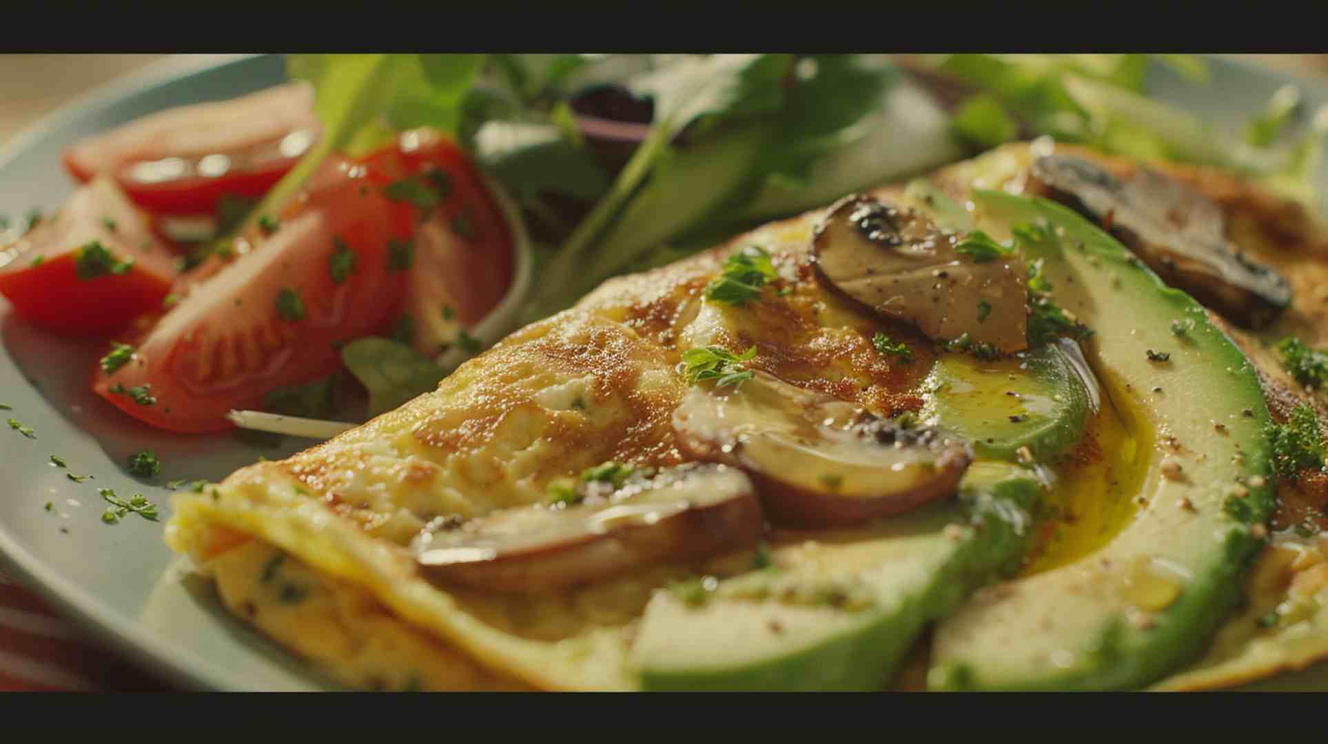 Mushroom and Avocado Healthy Omelette