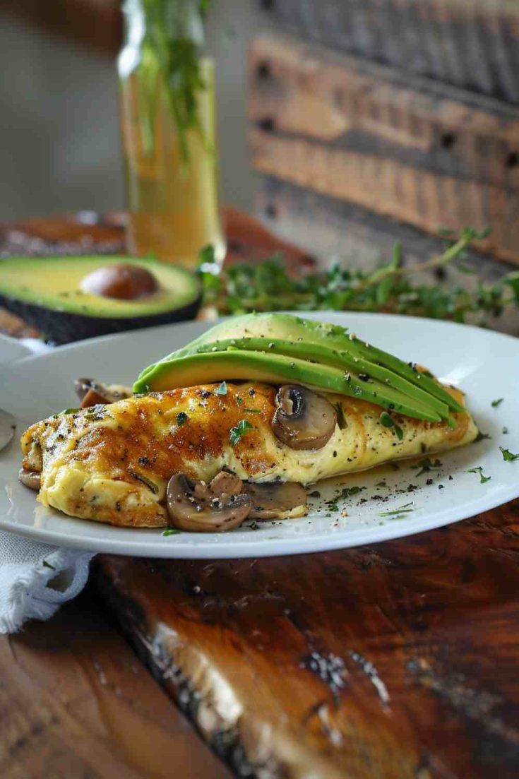 Mushroom and Avocado Healthy Omelette