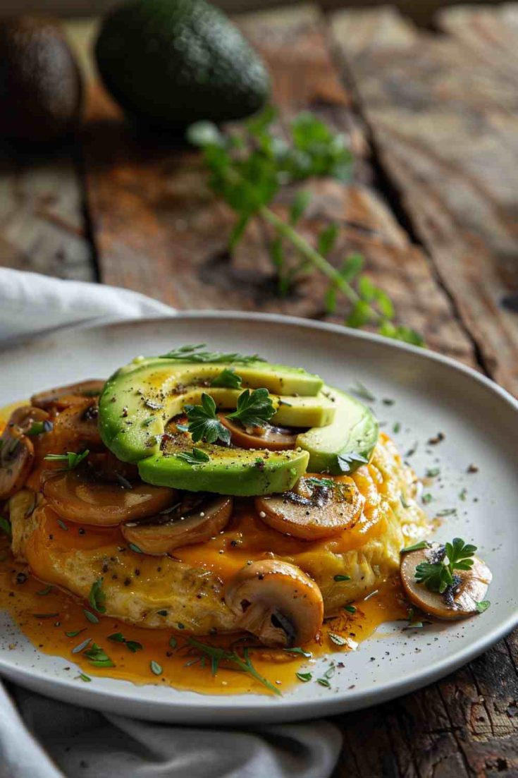 Mushroom and Avocado Healthy Omelette