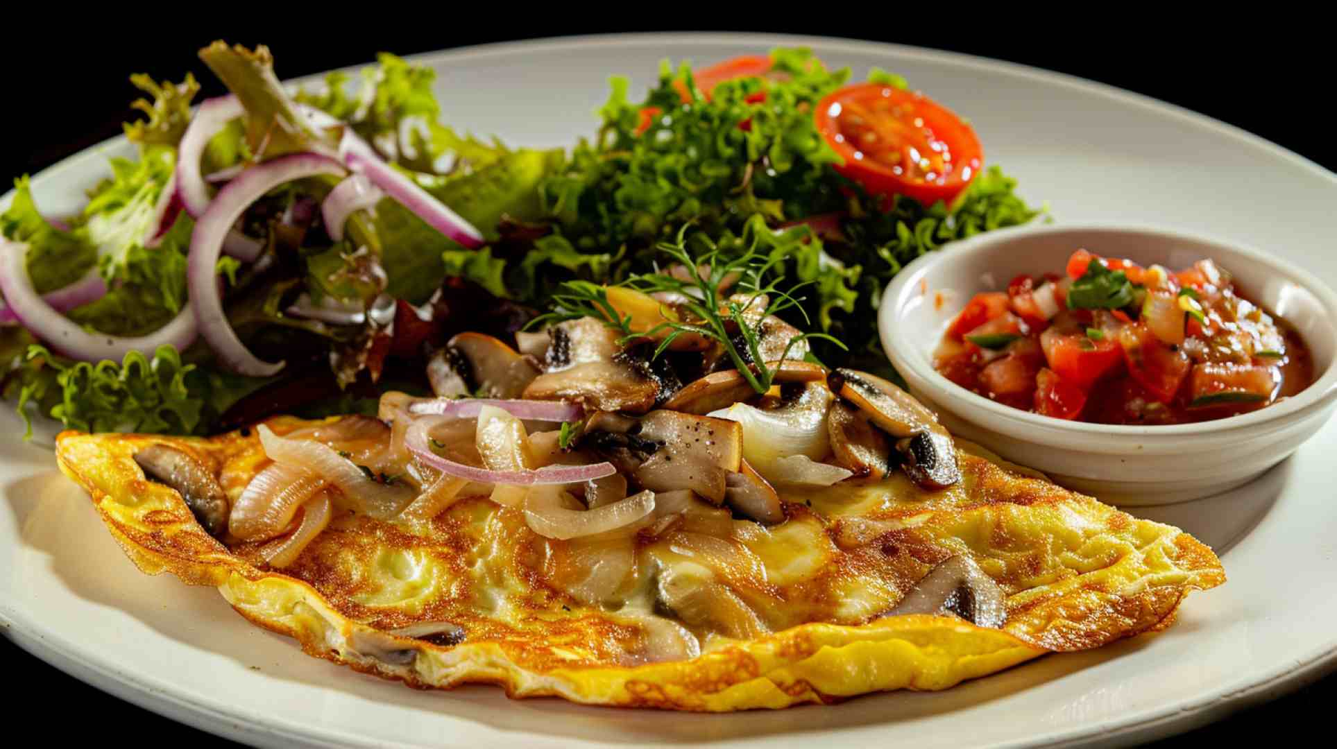 Mushroom and Onion Savory Omelette