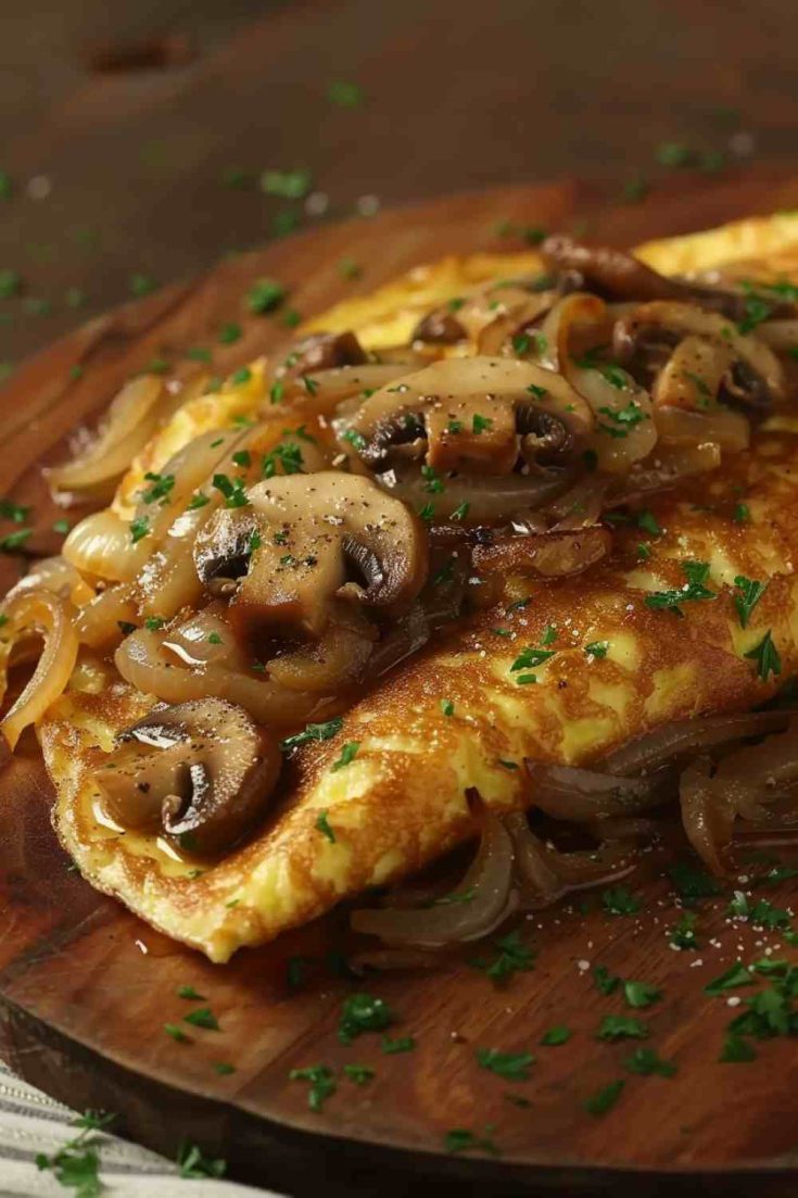 Mushroom and Onion Savory Omelette