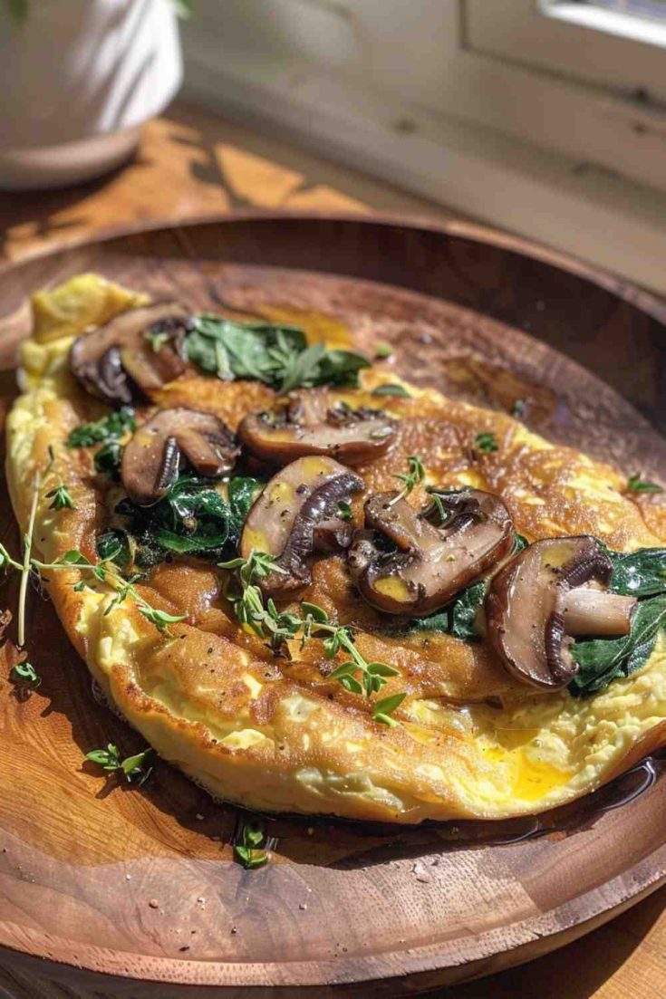 Quick Mushroom Spinach Omelette