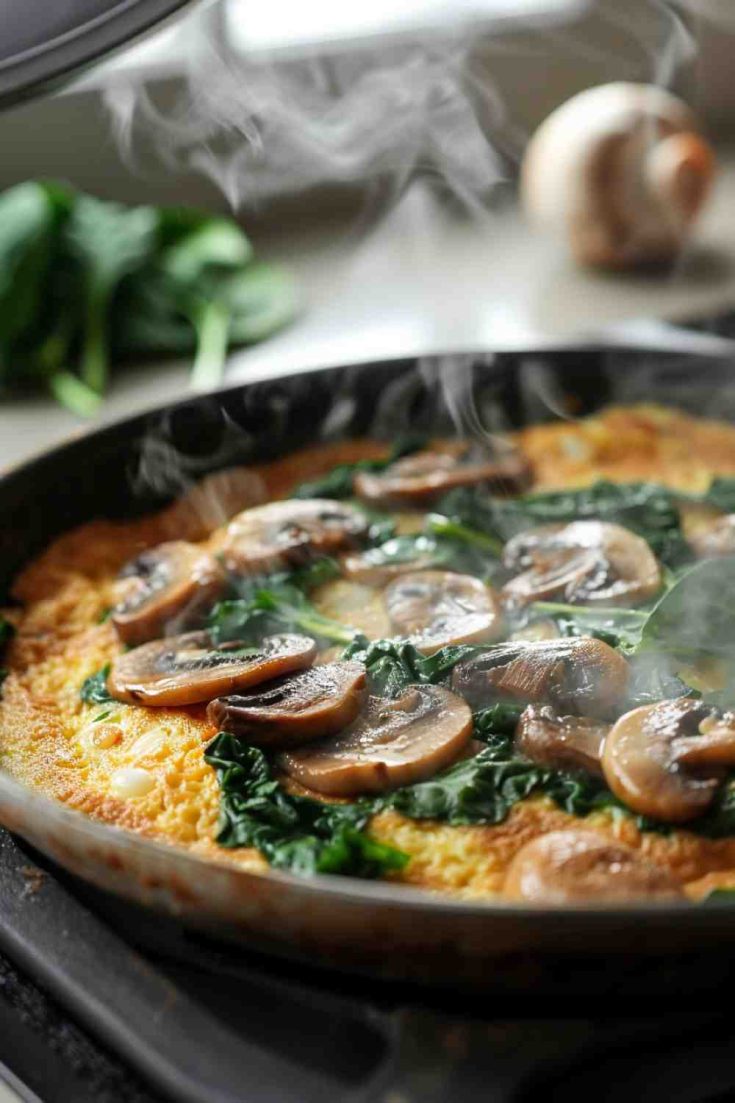 Quick Mushroom Spinach Omelette