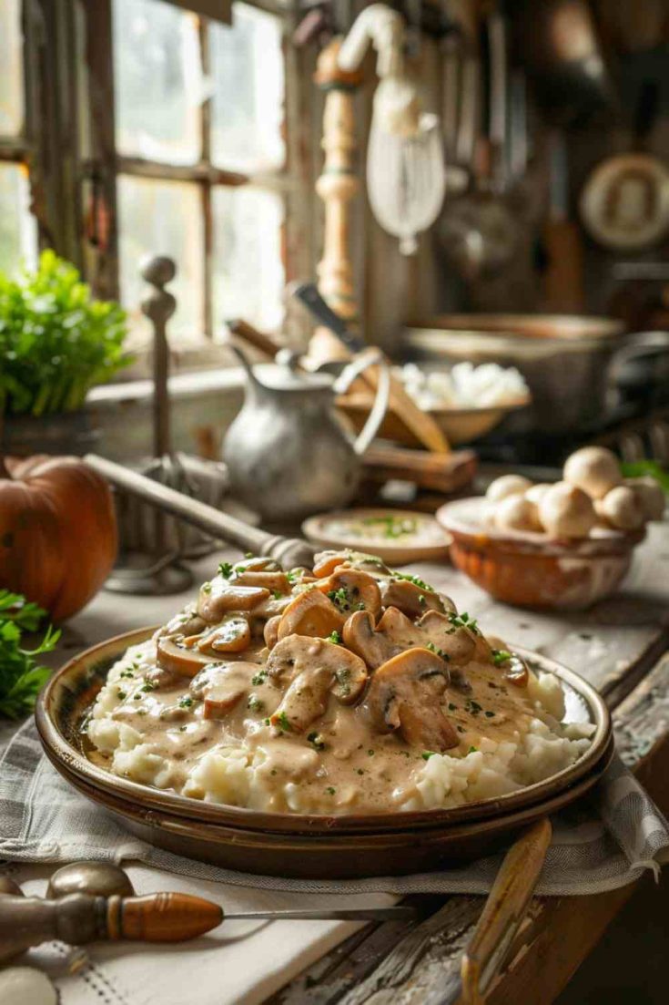 Savory Mushroom Stroganoff.