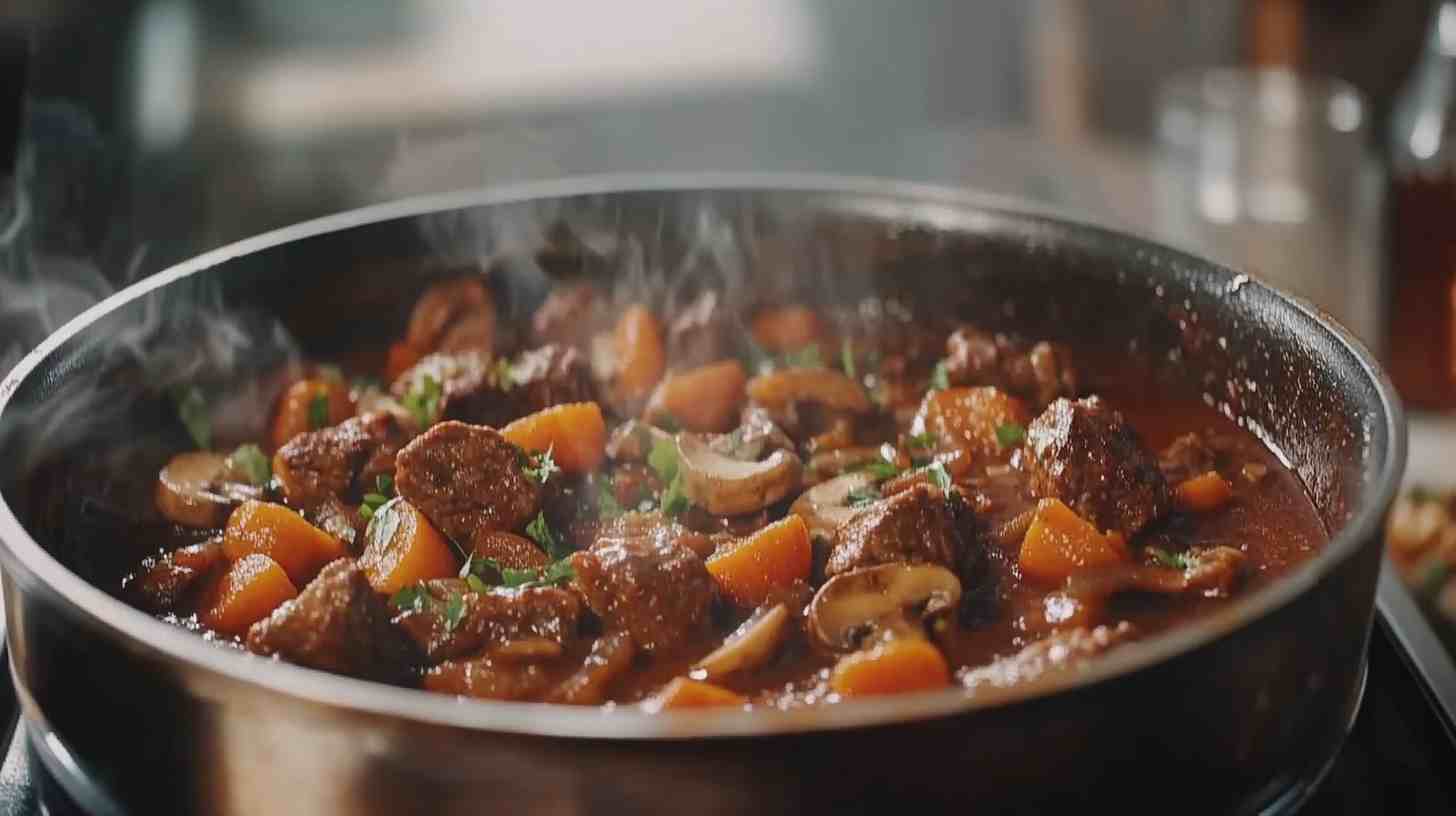 Afritadang Baka with Mushrooms and Carrots