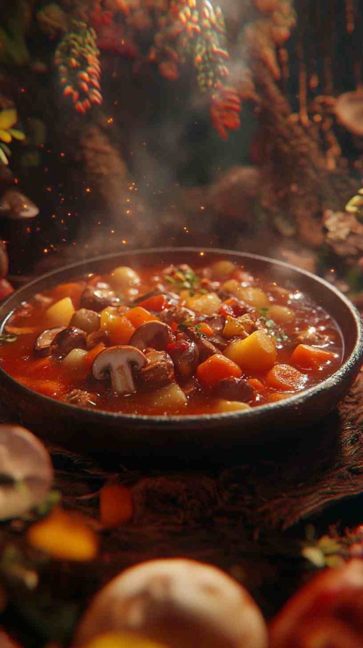 Afritadang Baka with Mushrooms and Carrots