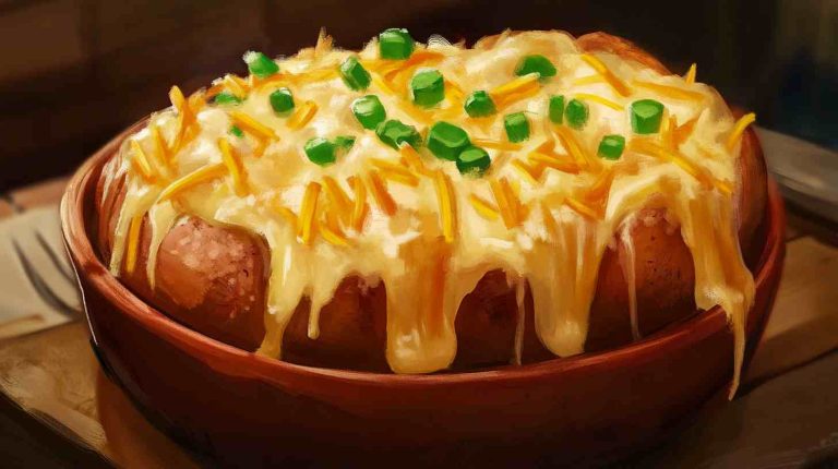Air Fryer Baked Potatoes with Cheddar and Green Onion