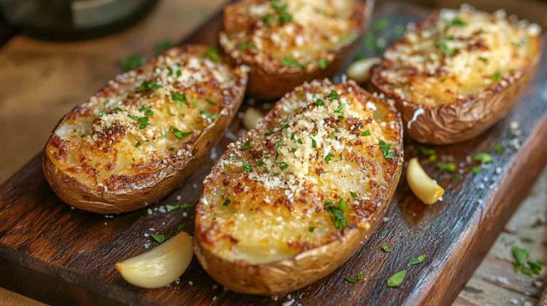 Air Fryer Baked Potatoes with Parmesan and Garlic