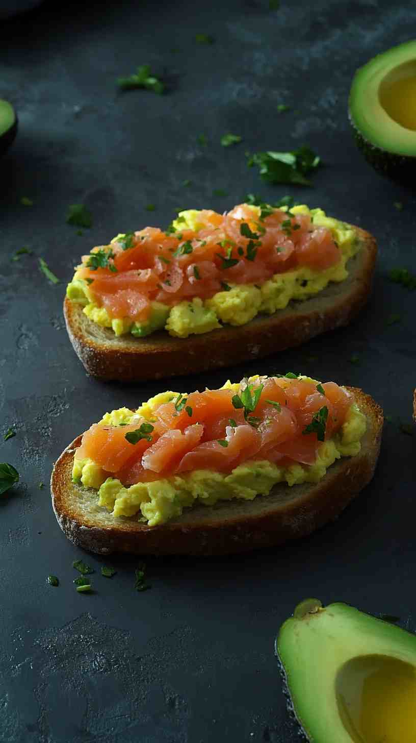 Avocado and Scrambled Egg Toast with Smoked Salmon Avocado and Scrambled Egg Toast with Smoked Salmon