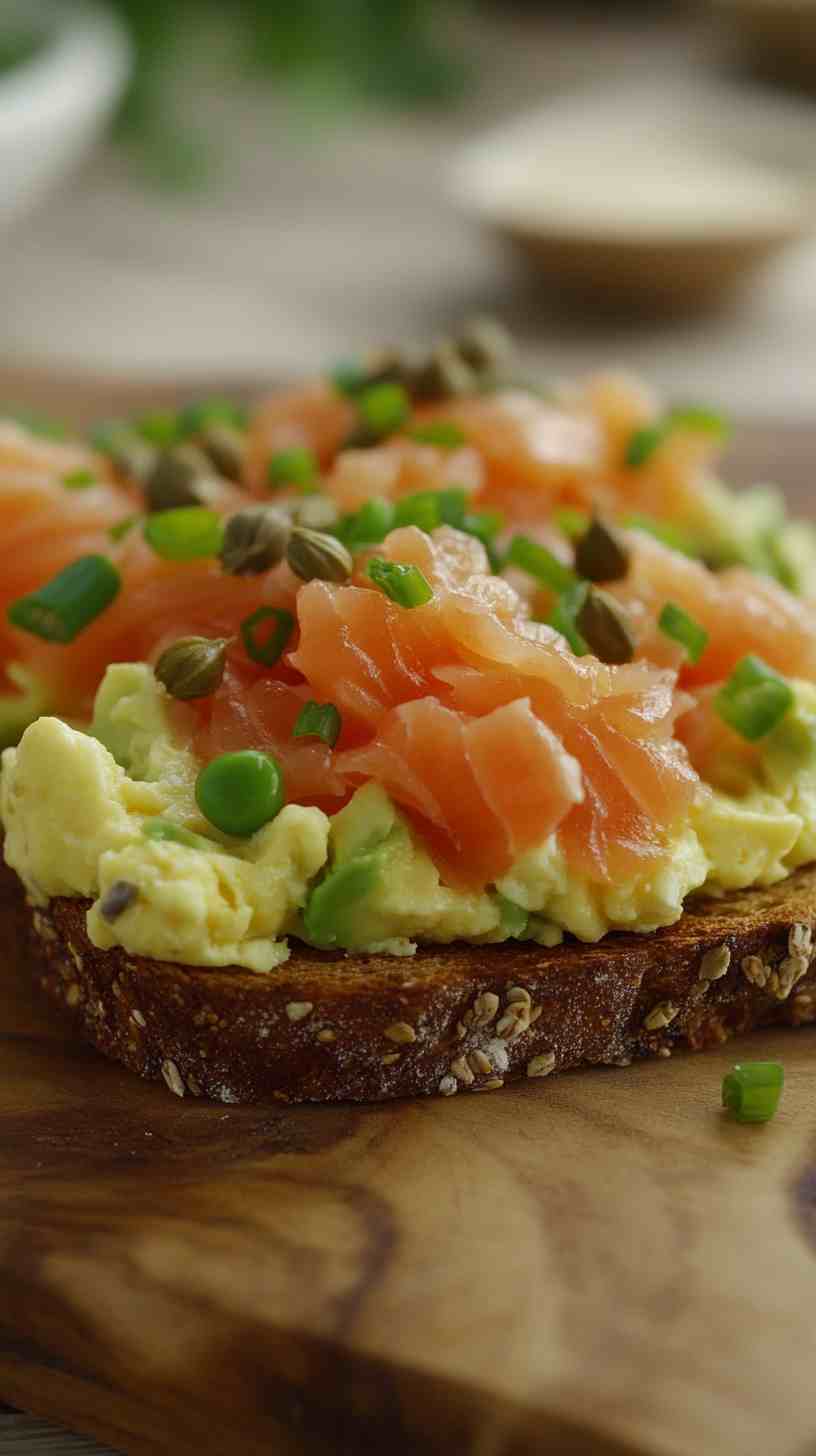 Avocado and Scrambled Egg Toast with Smoked Salmon Avocado and Scrambled Egg Toast with Smoked Salmon