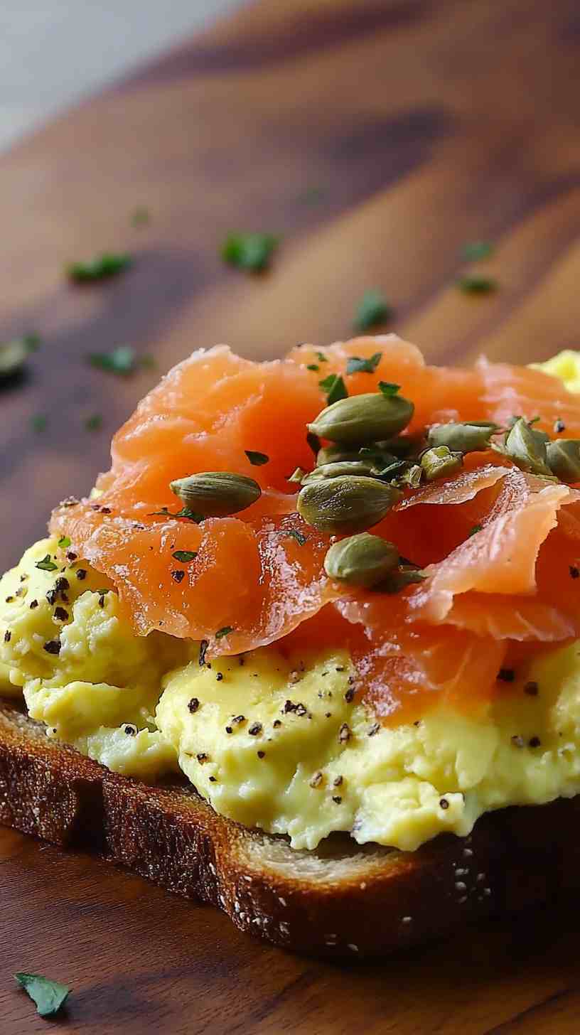 Avocado and Scrambled Egg Toast with Smoked Salmon Avocado and Scrambled Egg Toast with Smoked Salmon