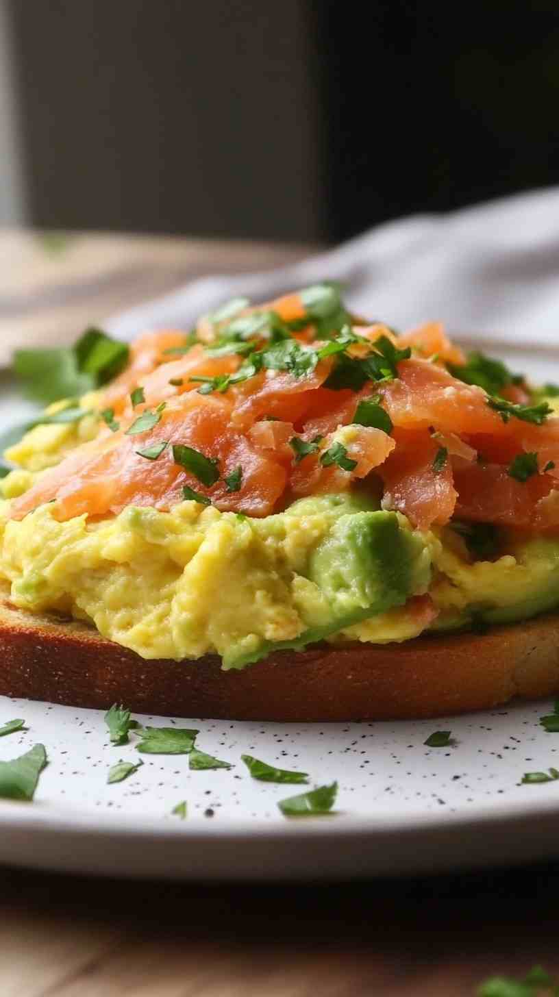 Avocado and Scrambled Egg Toast with Smoked Salmon Avocado and Scrambled Egg Toast with Smoked Salmon