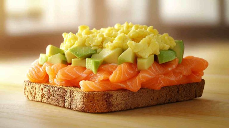 Avocado and Scrambled Egg Toast with Smoked Salmon