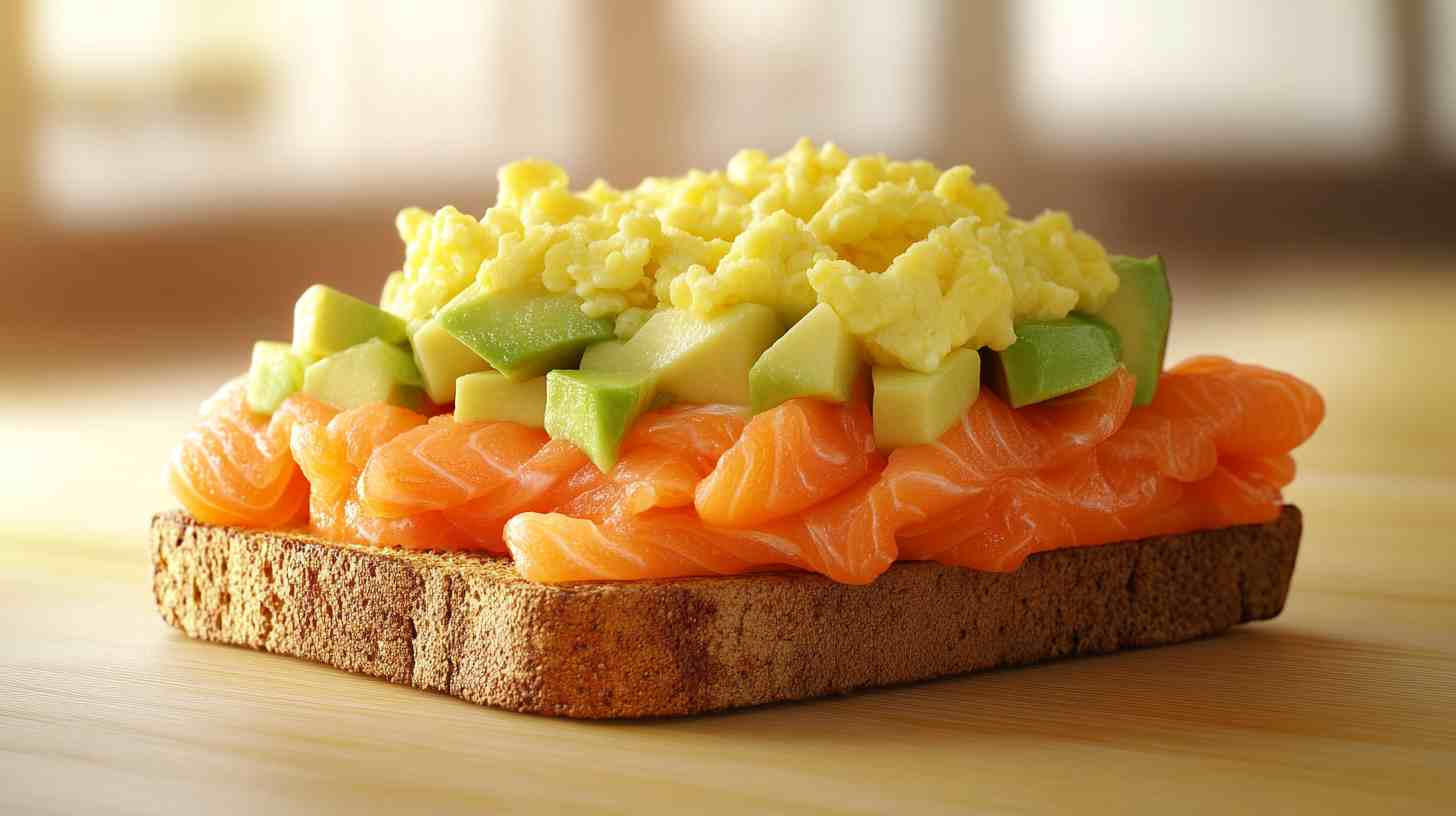 Avocado and Scrambled Egg Toast with Smoked Salmon