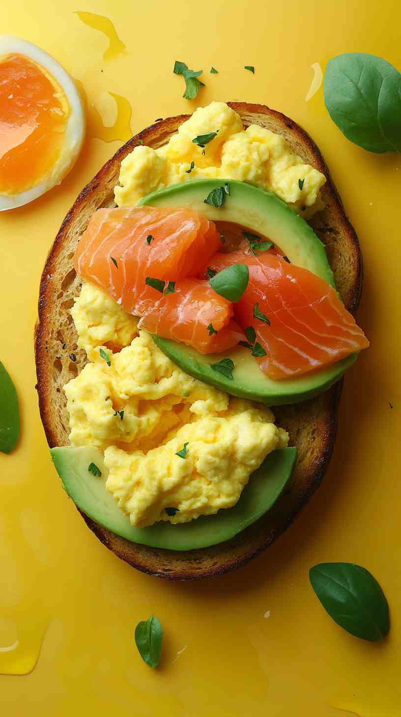 Avocado and Scrambled Egg Toast with Smoked Salmon Avocado and Scrambled Egg Toast with Smoked Salmon