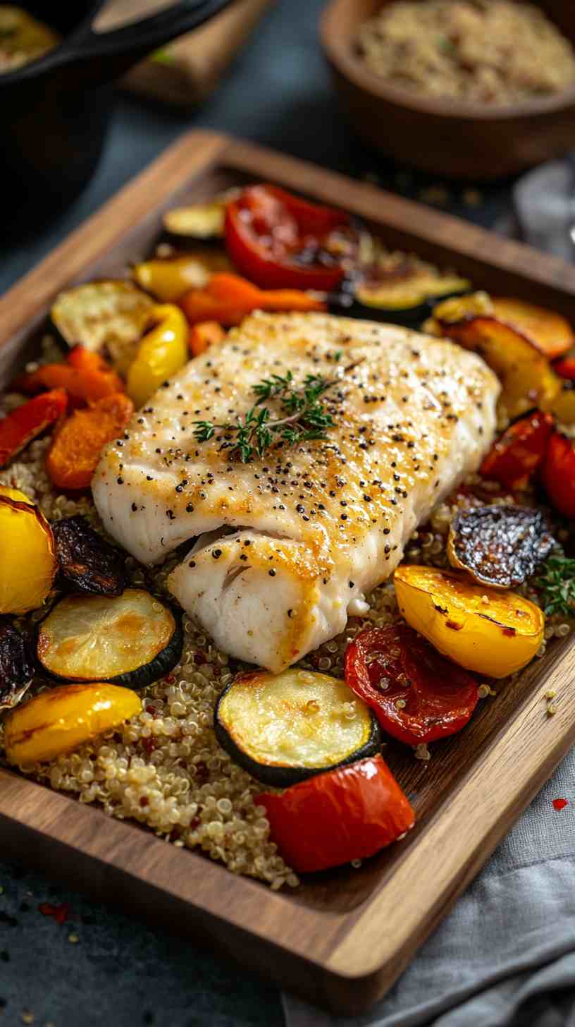Baked Cod with Roasted Vegetables for Bulk Baked Cod with Roasted Vegetables for Bulk