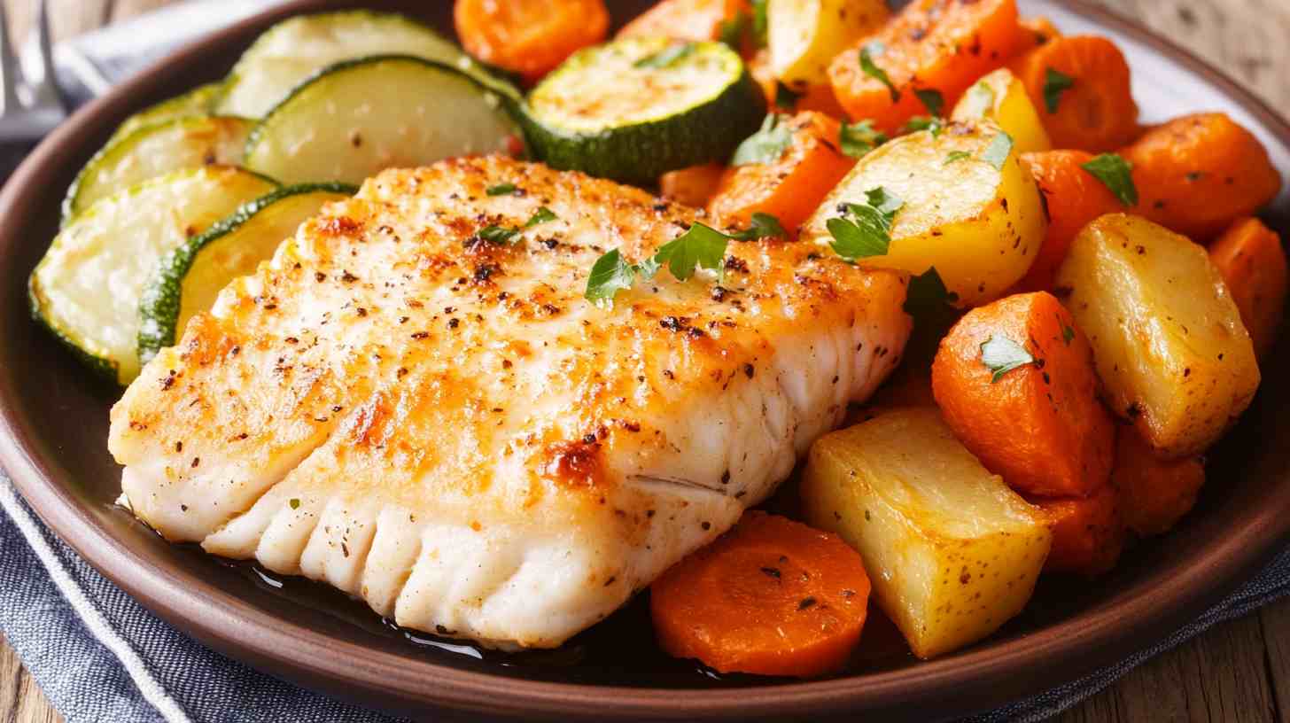 Baked Cod with Roasted Vegetables for Bulk