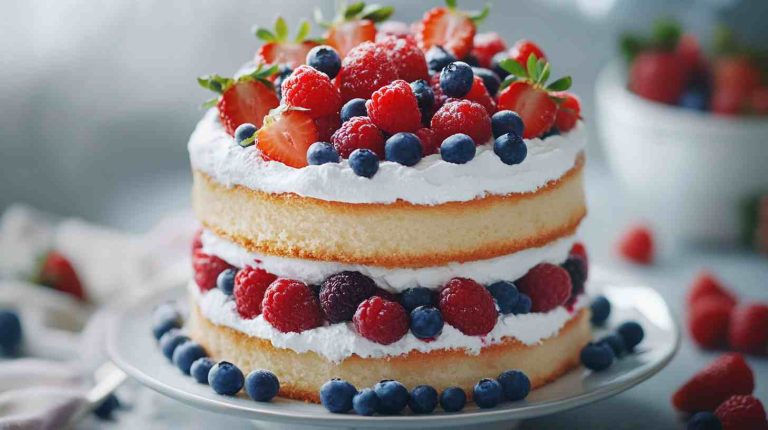 Berry-Layered Angel Food Cake