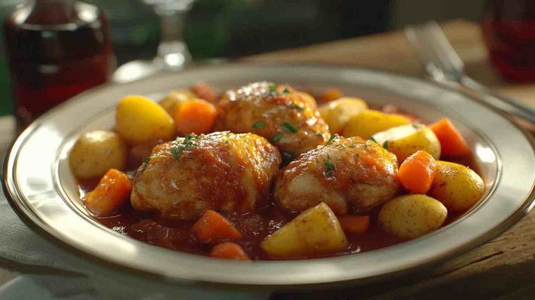 Classic Chicken Afritada with Potatoes and Carrots