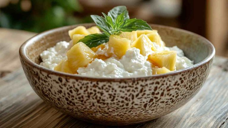 Cottage Cheese with Pineapple and Flaxseeds