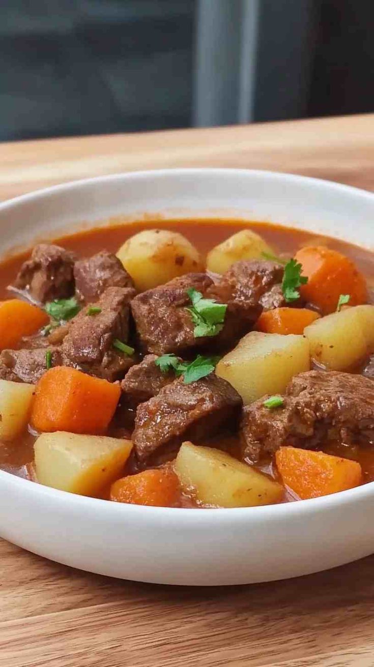 Family-Style Beef Afritada with Potatoes and Carrots