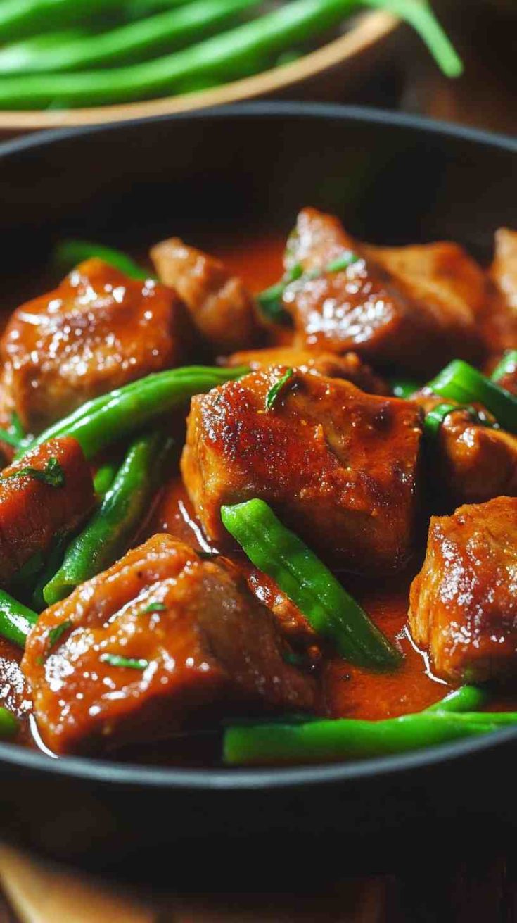 Filipino-Style Pork Afritada with Green Beans