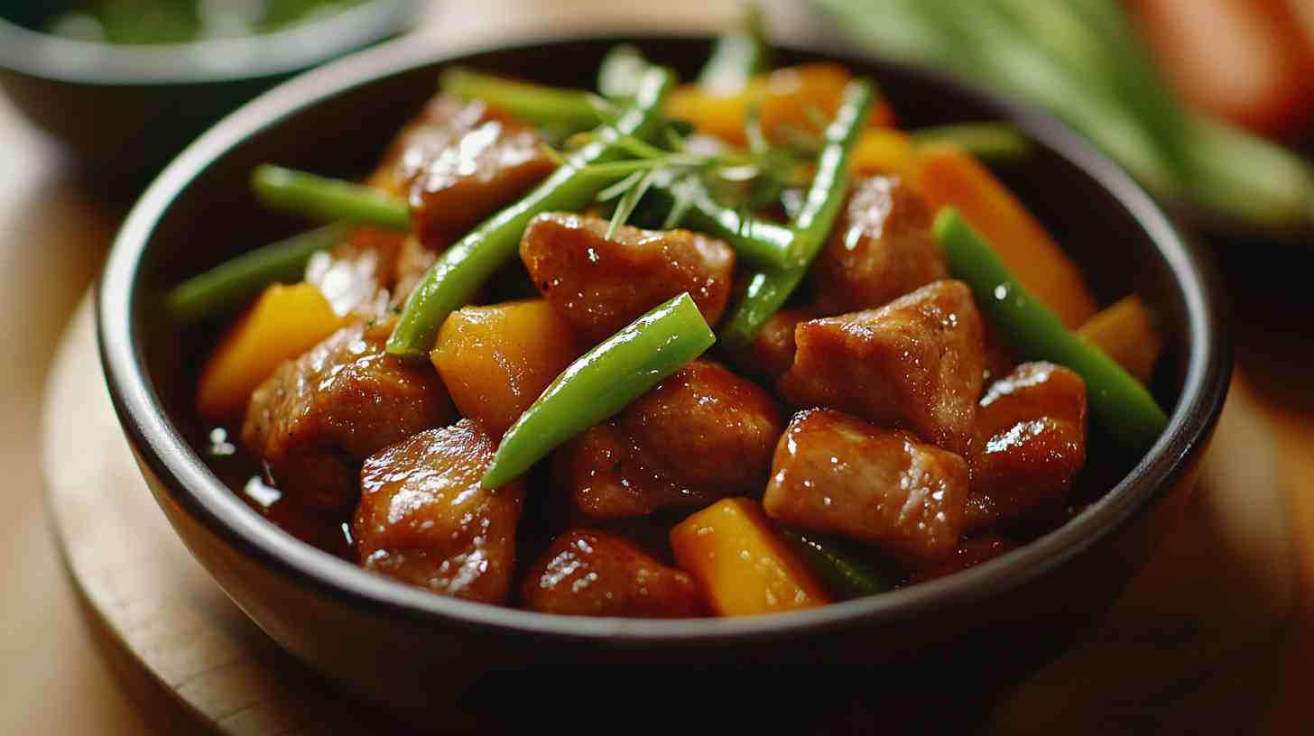 Filipino-Style Pork Afritada with Green Beans