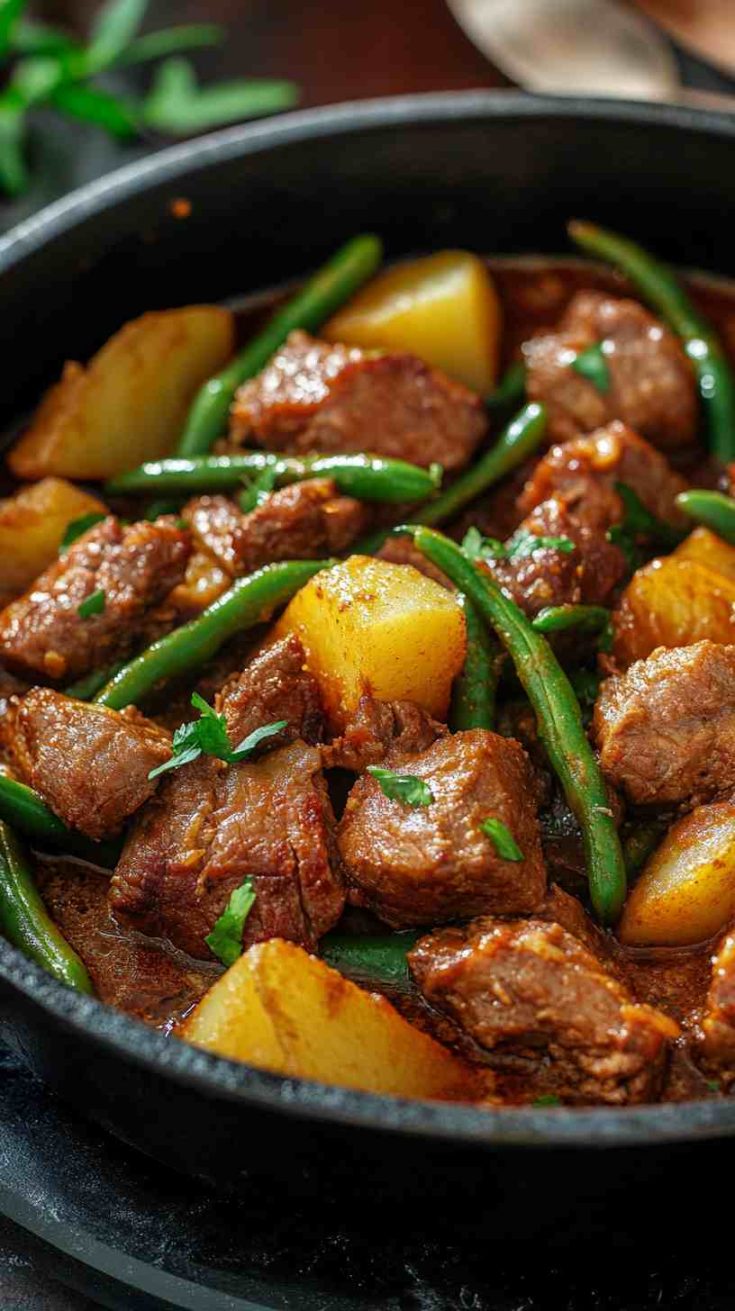 Filipino-Style Pork Afritada with Green Beans