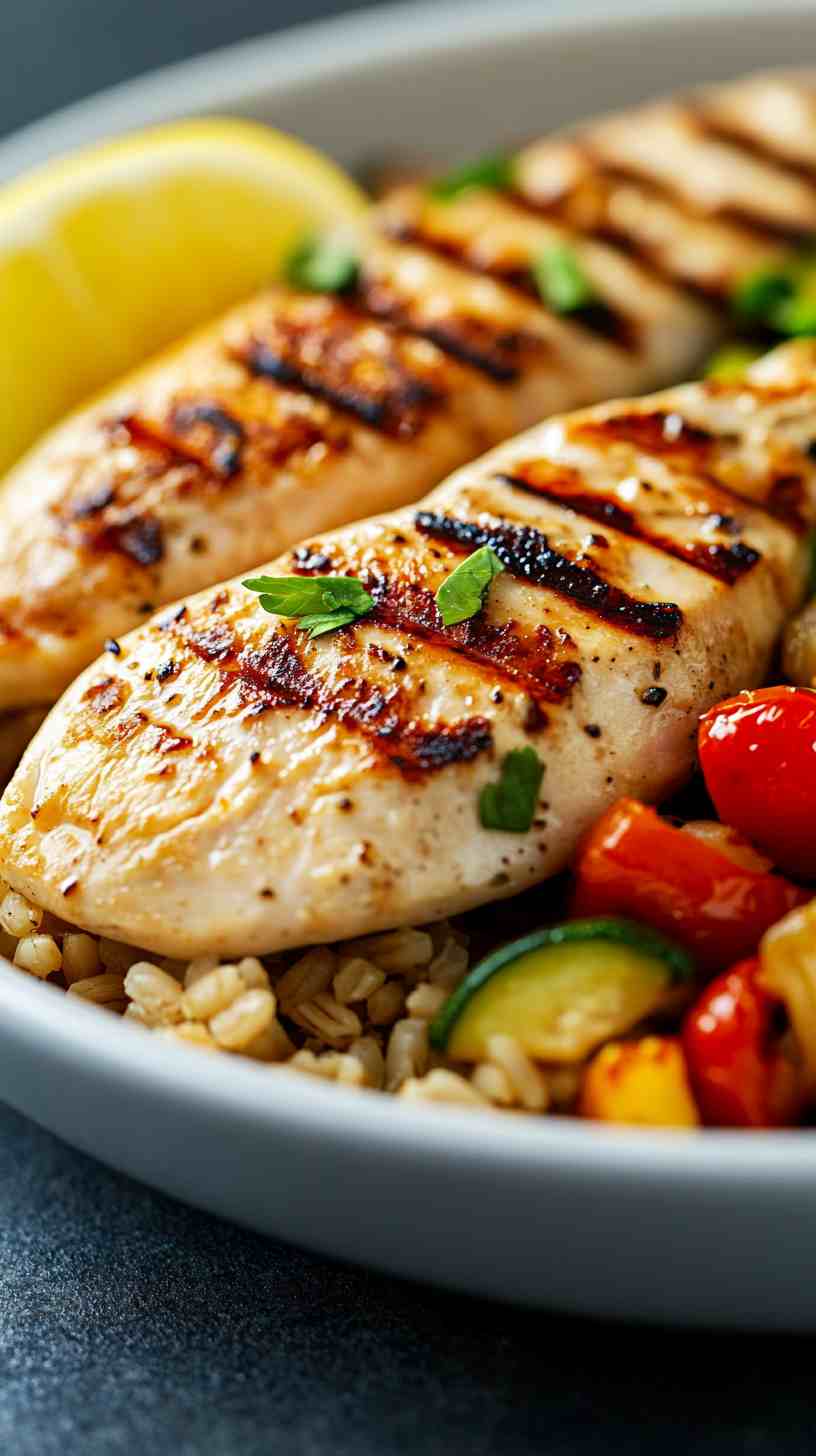 Grilled Chicken with Brown Rice and Veggies Grilled Chicken with Brown Rice and Veggies