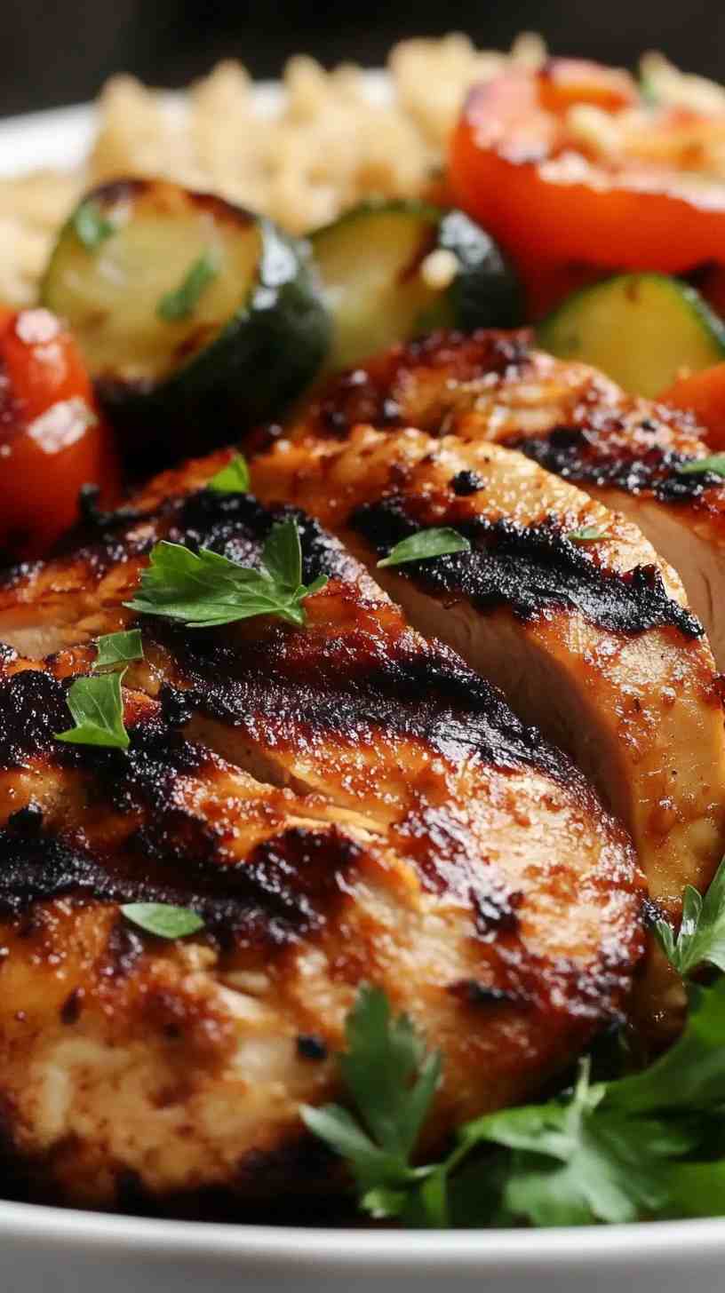 Grilled Chicken with Brown Rice and Veggies Grilled Chicken with Brown Rice and Veggies