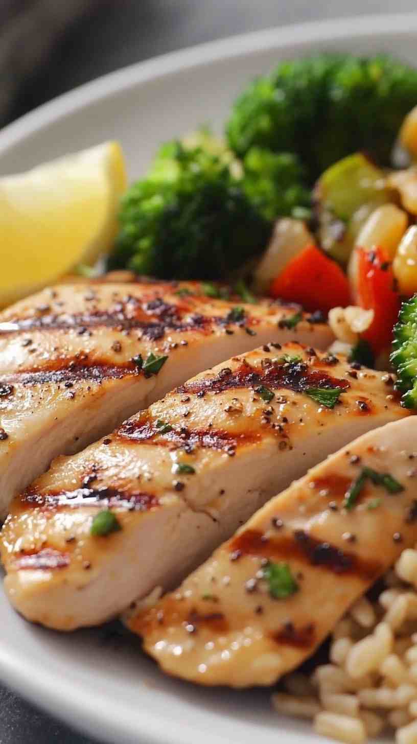 Grilled Chicken with Brown Rice and Veggies Grilled Chicken with Brown Rice and Veggies
