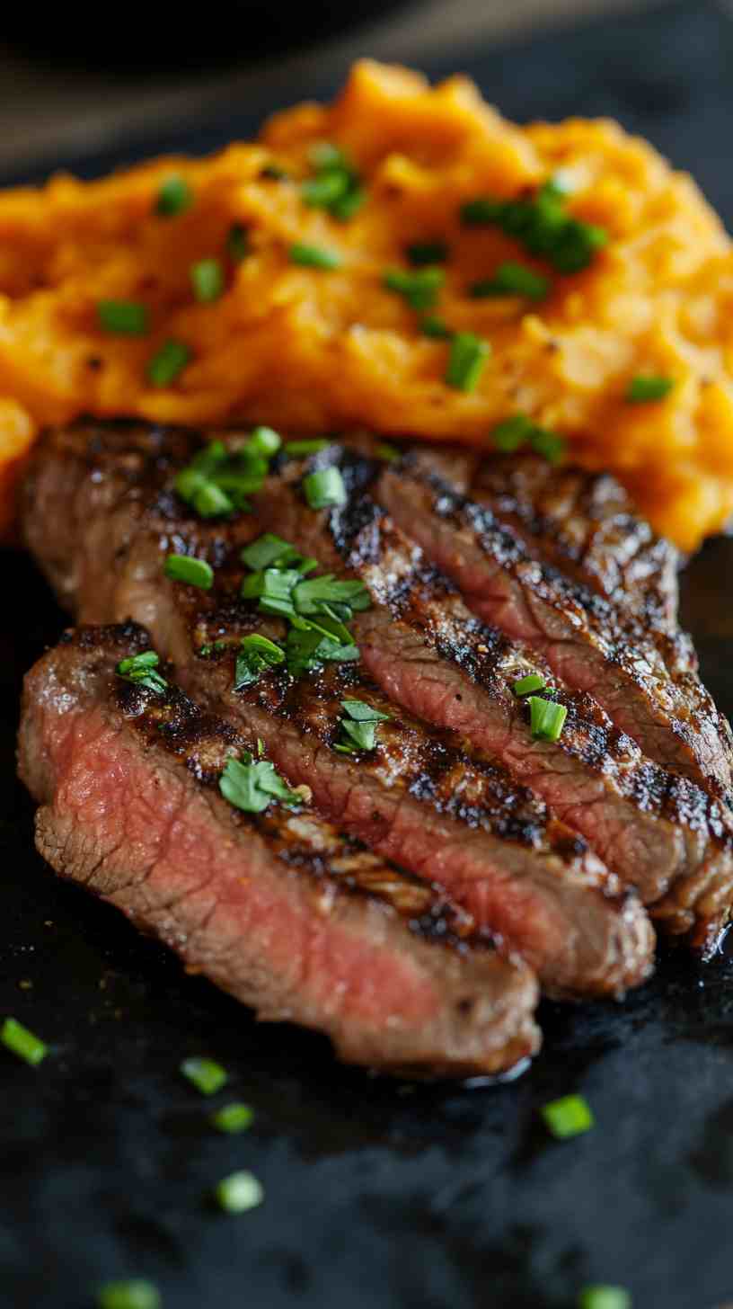 Grilled Steak with Mashed Sweet Potatoes Grilled Steak with Mashed Sweet Potatoes